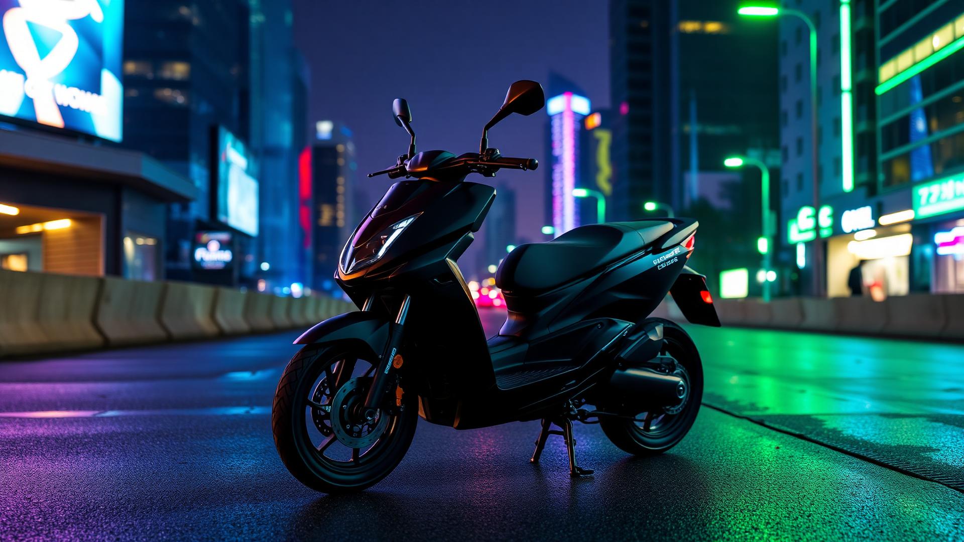 Scooter elétrica em ambiente urbano noturno